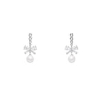 Shiny Bow Pearl Earrings