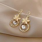 Crystal Zircon Flower Pendant Earrings