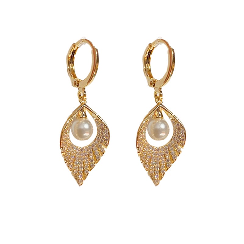 Pearl Tassel Zircon Earrings