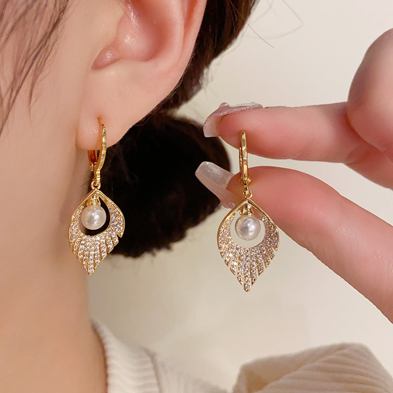 Pearl Tassel Zircon Earrings