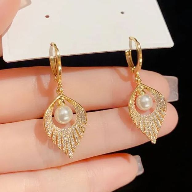 Pearl Tassel Zircon Earrings