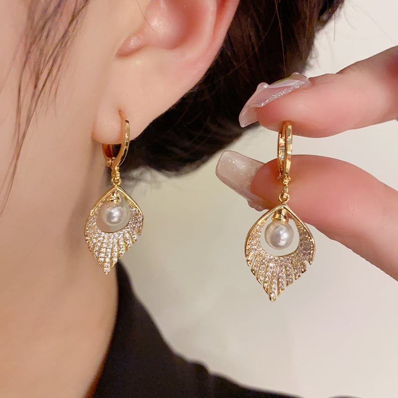 Pearl Tassel Zircon Earrings