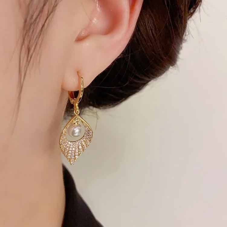 Pearl Tassel Zircon Earrings