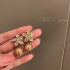 Sparkling Pearl Flower Earrings