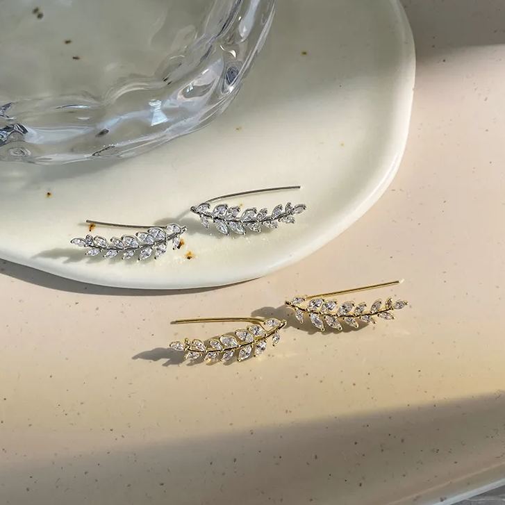 Leaf Zircon Earrings