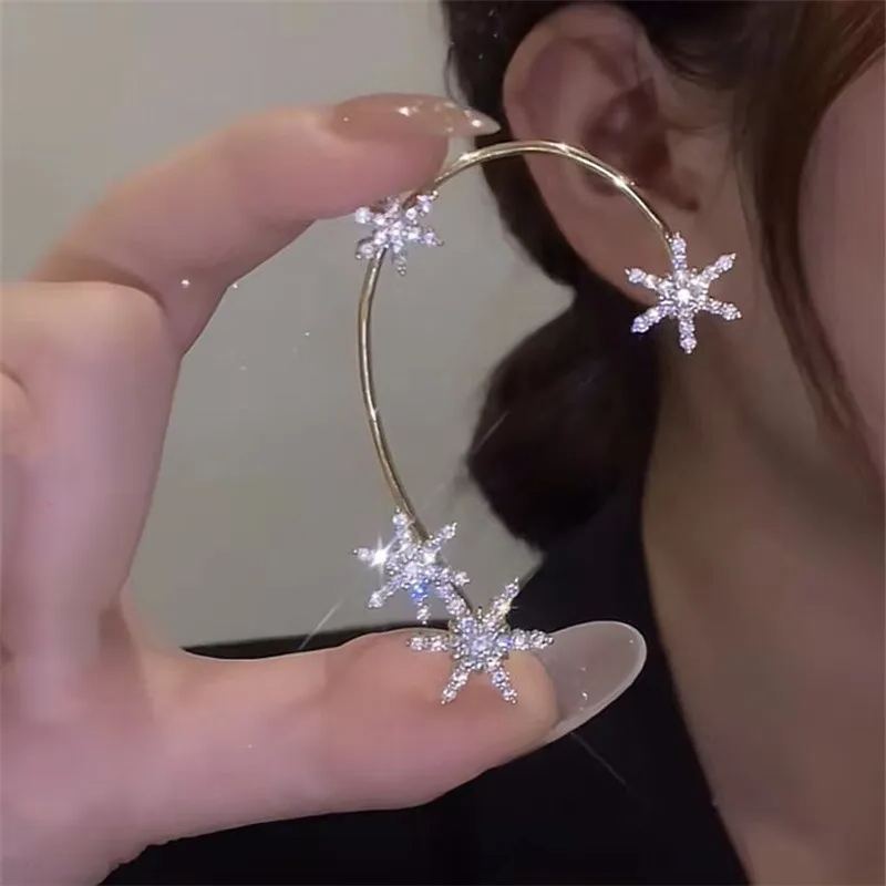 Sparkling Snowflake Zircon Earrings