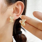 Cross Diamond Stud Earrings