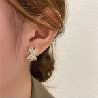 Cross Diamond Stud Earrings