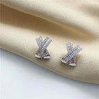 Cross Diamond Stud Earrings