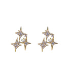 Sparkling Star Silver Needle Stud Earrings
