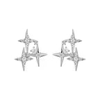 Sparkling Star Silver Needle Stud Earrings