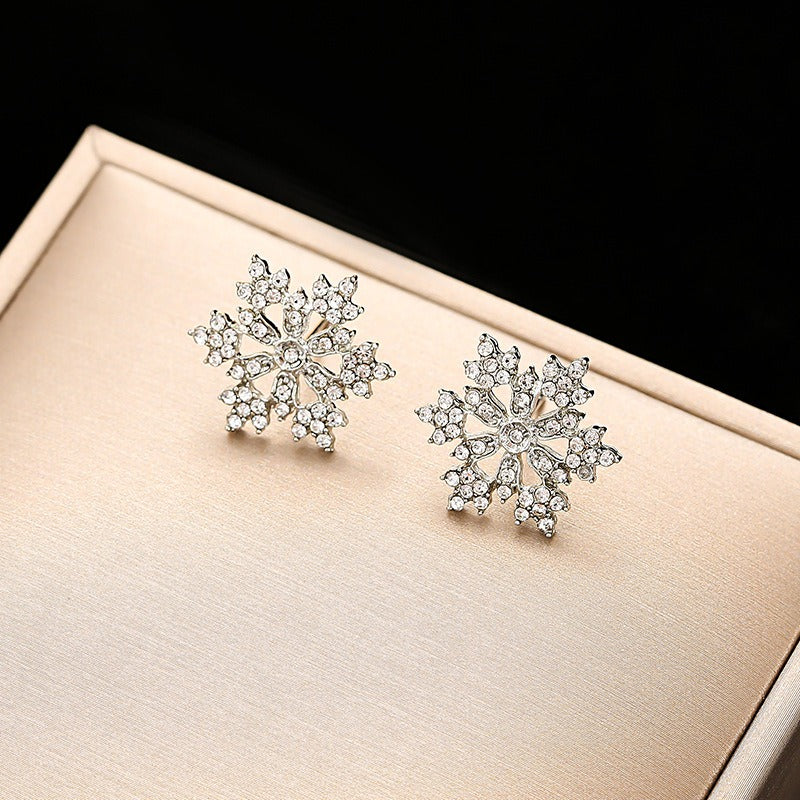 Diamonds Snowflake Earrings Necklace Set