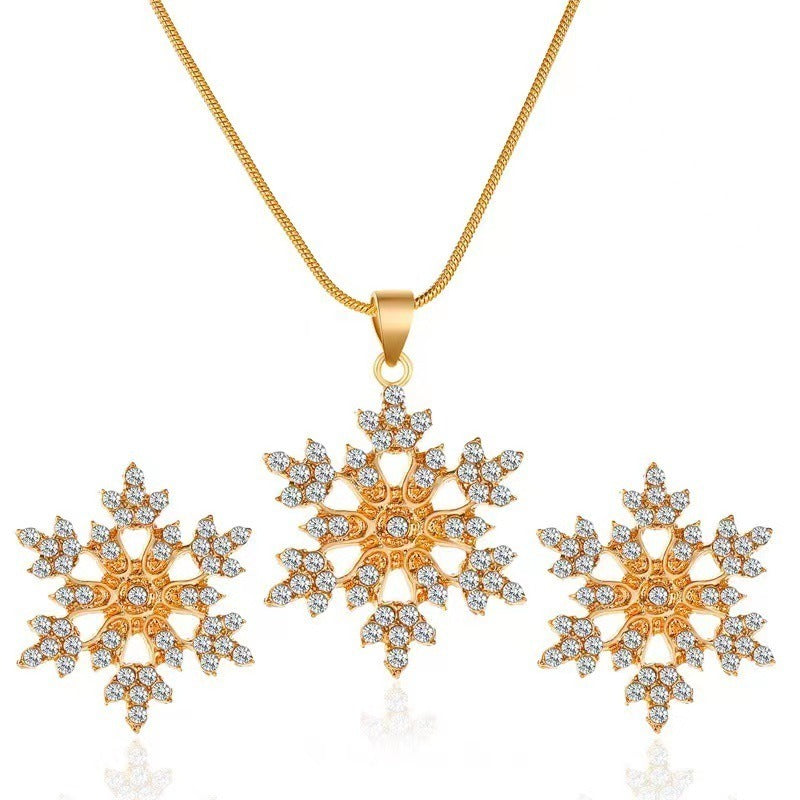 Diamonds Snowflake Earrings Necklace Set