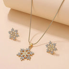 Diamonds Snowflake Earrings Necklace Set
