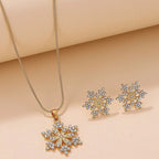 Diamonds Snowflake Earrings Necklace Set