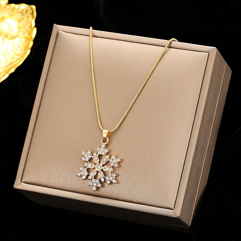 Diamonds Snowflake Earrings Necklace Set