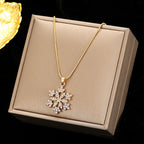 Diamonds Snowflake Earrings Necklace Set