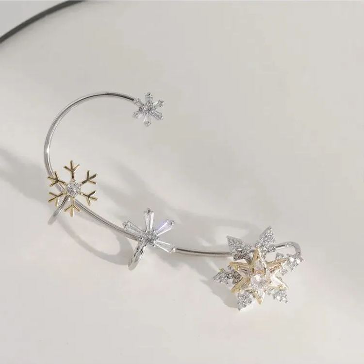 Rotatable Snowflake Zircon Earrings
