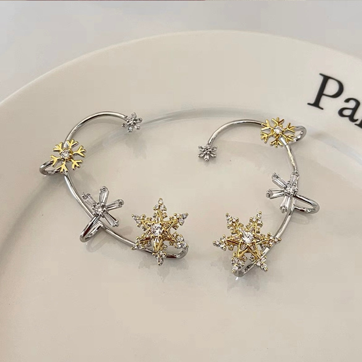 Rotatable Snowflake Zircon Earrings