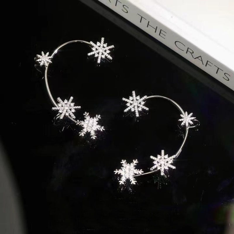 Rotatable Snowflake Zircon Earrings
