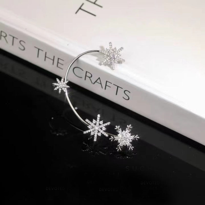 Rotatable Snowflake Zircon Earrings