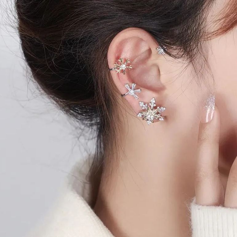 Rotatable Snowflake Zircon Earrings