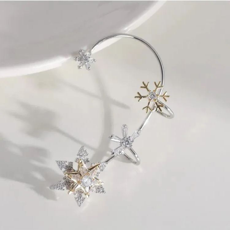 Rotatable Snowflake Zircon Earrings