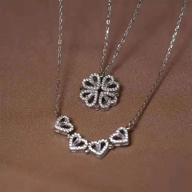 Four Leaf Heart Shape Lucky Necklace