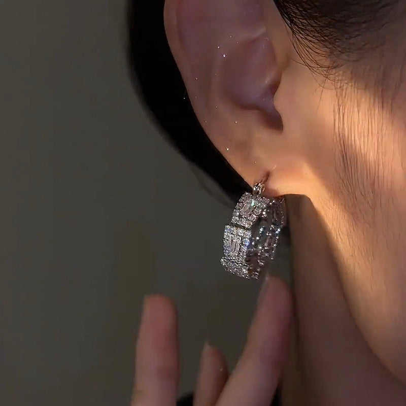 French Zircon Hoop Earrings