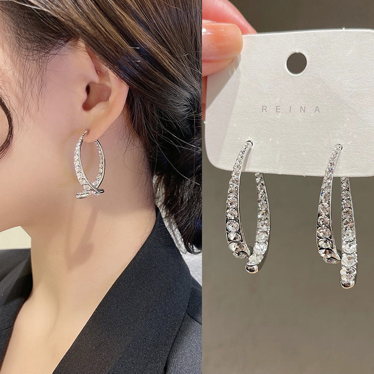 French Cross Mermaid Zircon Earrings
