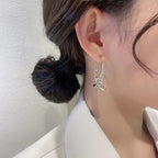 French Cross Mermaid Zircon Earrings