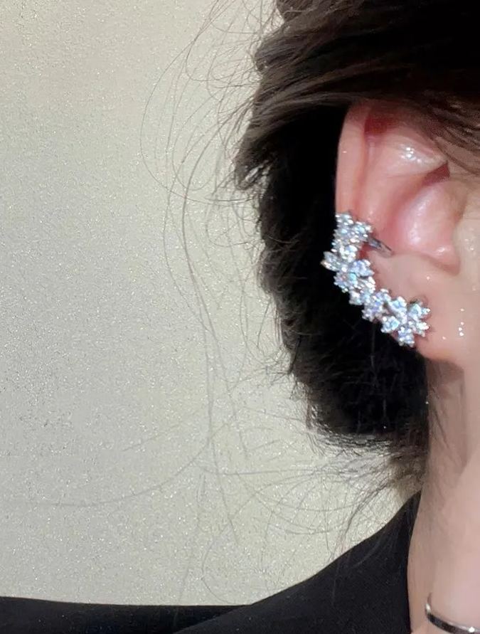 Micro Inlay Process Floral Ear Cuff