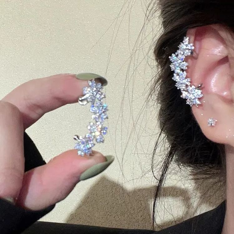 Micro Inlay Process Floral Ear Cuff