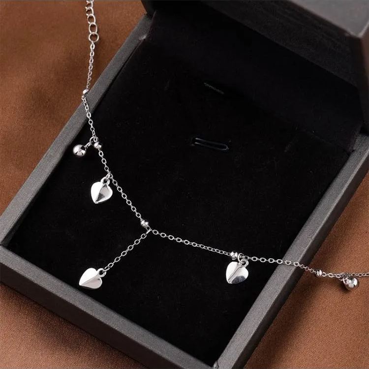 S925 Silver Heart-shaped Tassel Chain