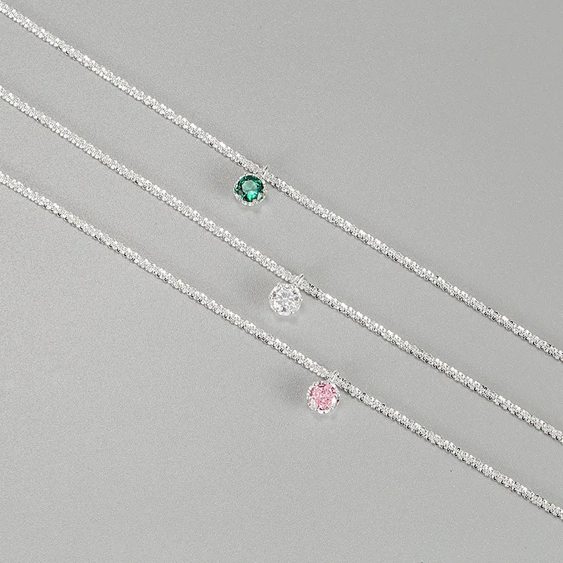 S925 Silver Heart-shaped Tassel Chain