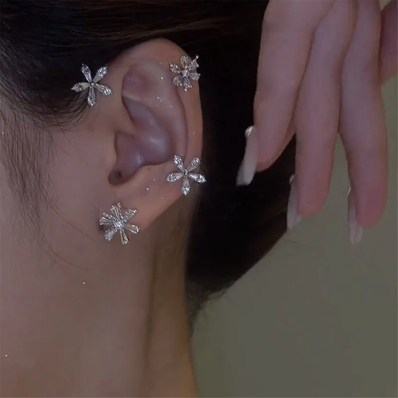 Shiny Rotating Flower Earrings