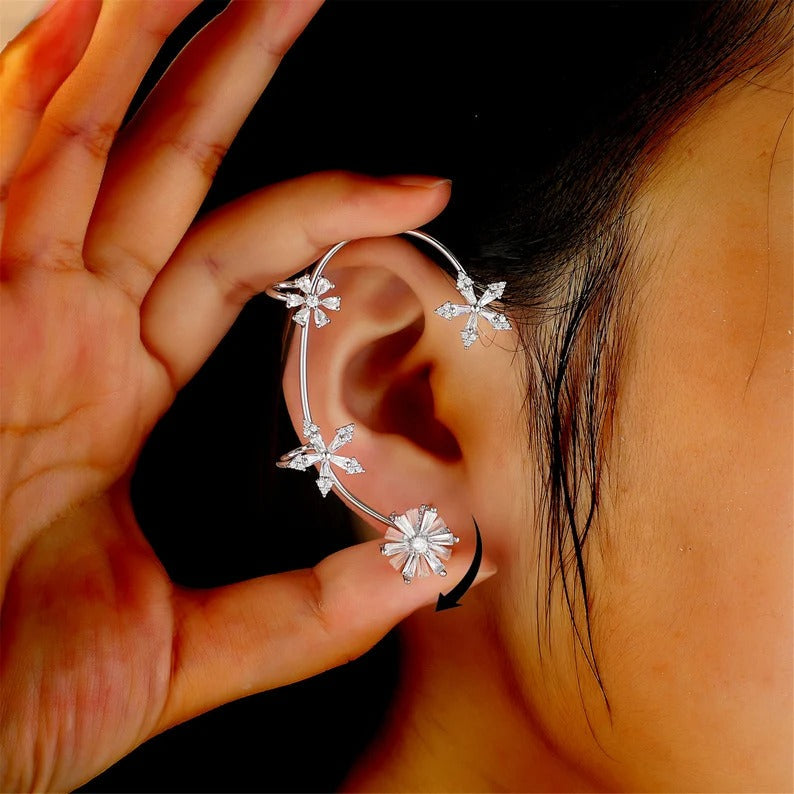Shiny Rotating Flower Earrings