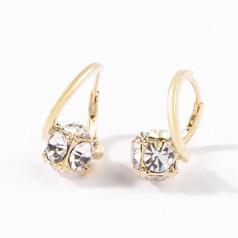 French Style Minimalist Rotatable Zircon Earrings