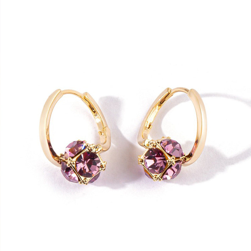 French Style Minimalist Rotatable Zircon Earrings