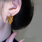 French Style Retro Champagne Rose Earrings