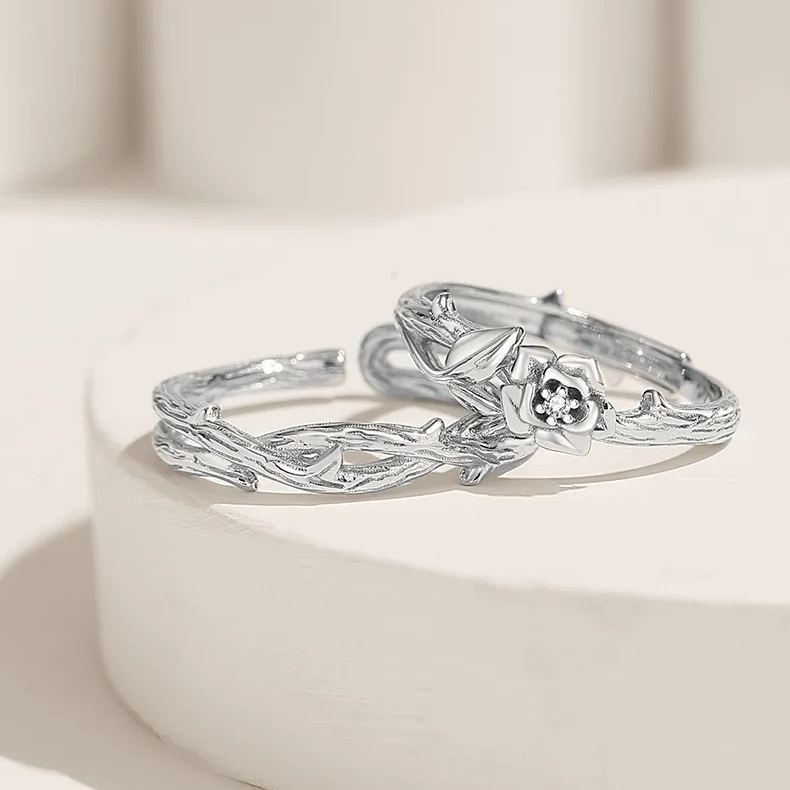 Thorns and Roses S925 Silver Couple Ring