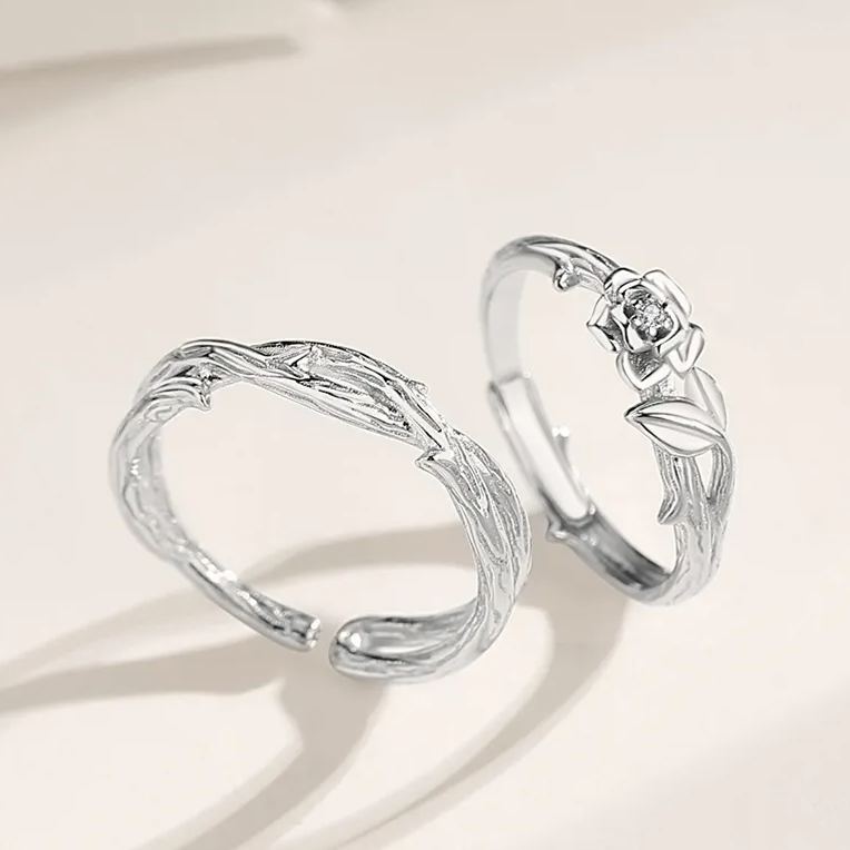 Thorns and Roses S925 Silver Couple Ring