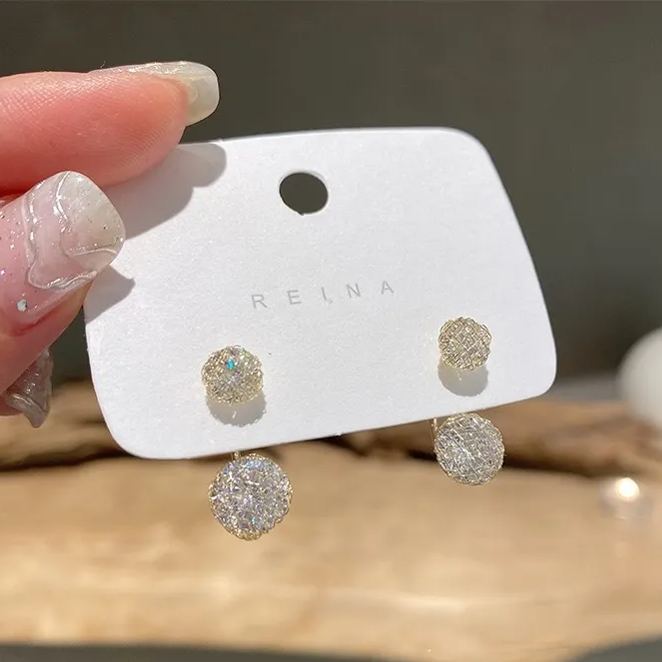 French Style Mesh Zircon Earrings