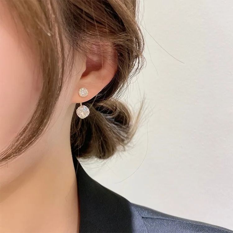 French Style Mesh Zircon Earrings