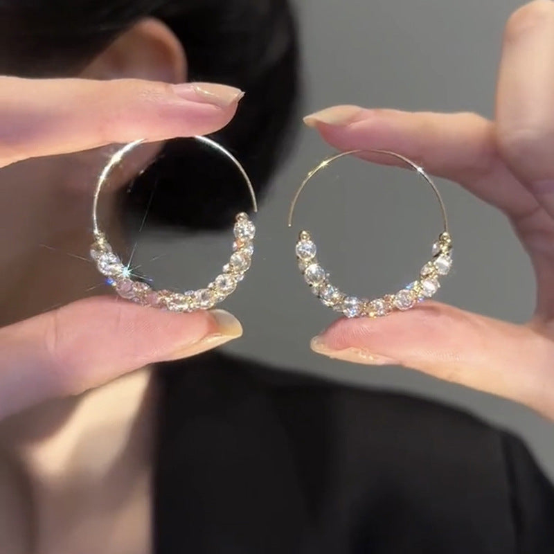 French Style Hoop Zircon Earrings