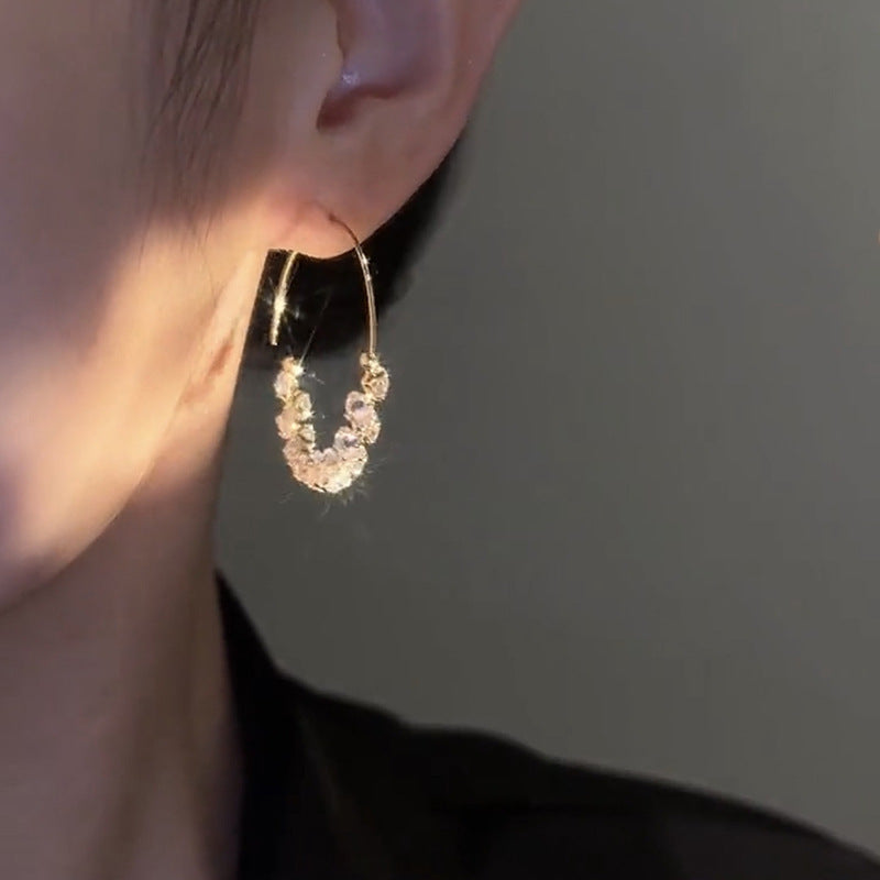French Style Hoop Zircon Earrings