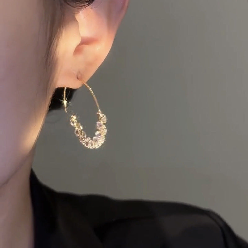 French Style Hoop Zircon Earrings