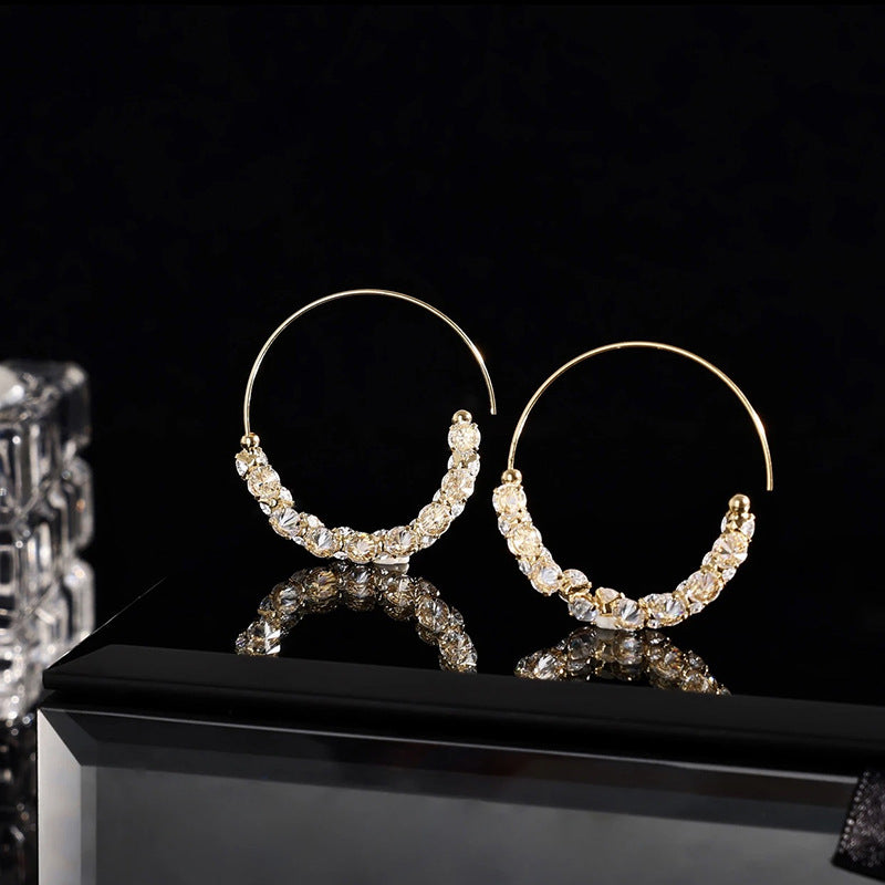 French Style Hoop Zircon Earrings