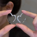 French Style Heart Shaped Zircon Earrings