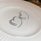 French Style Heart Shaped Zircon Earrings